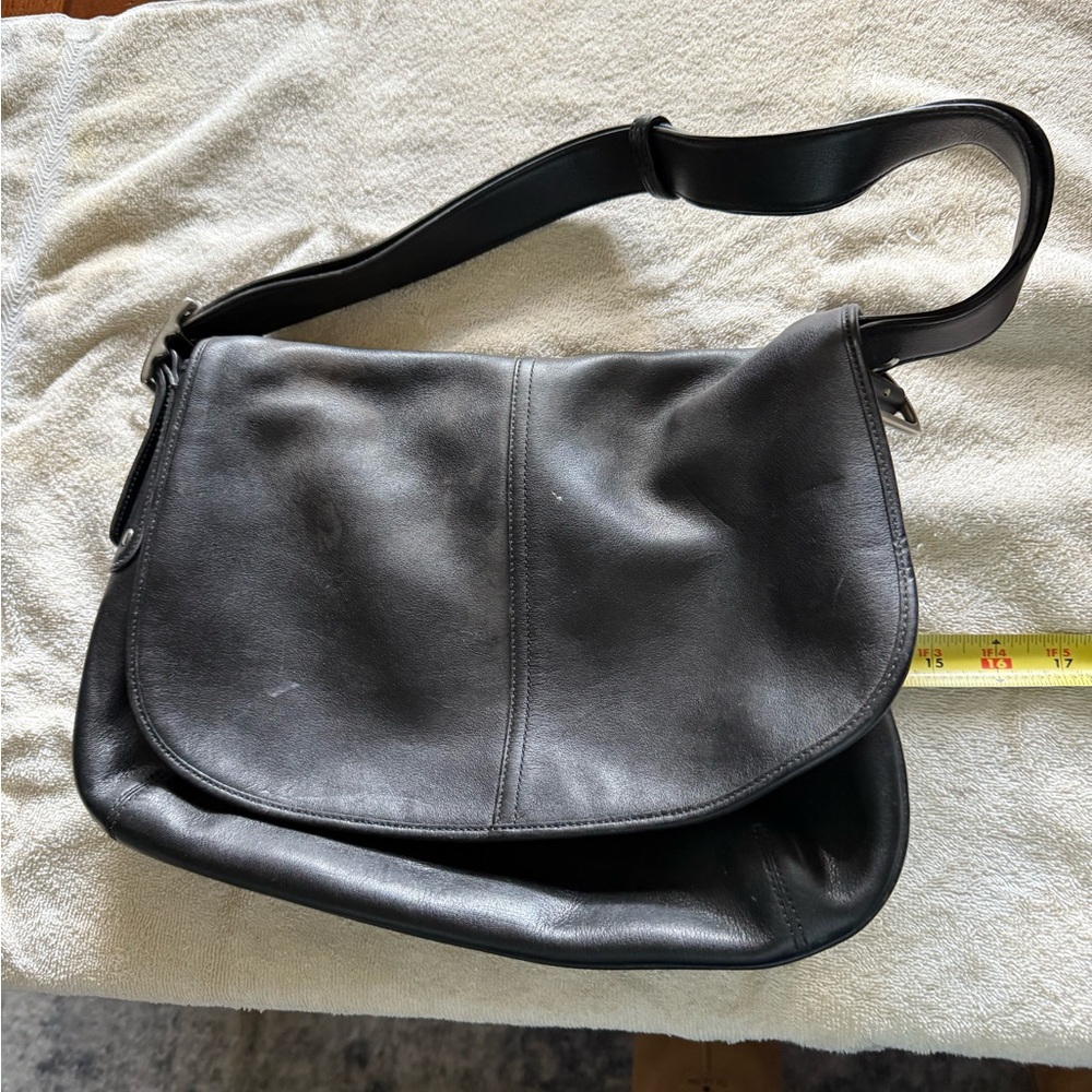 Coach Black Leather Messenger Bag